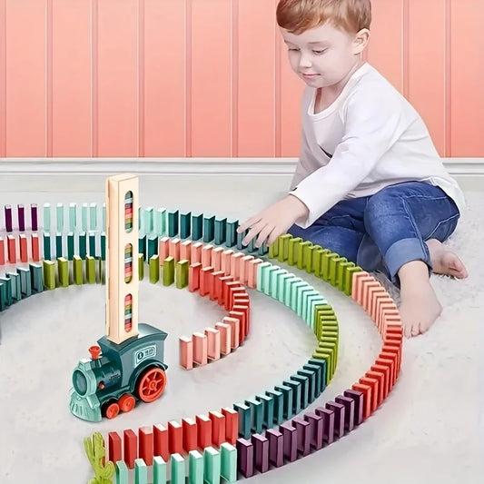 Automatic Laying Domino Train Electric Car Brick Blocks Kits Creative Games DIY Toys Kids Birthday Gift Selling Parts