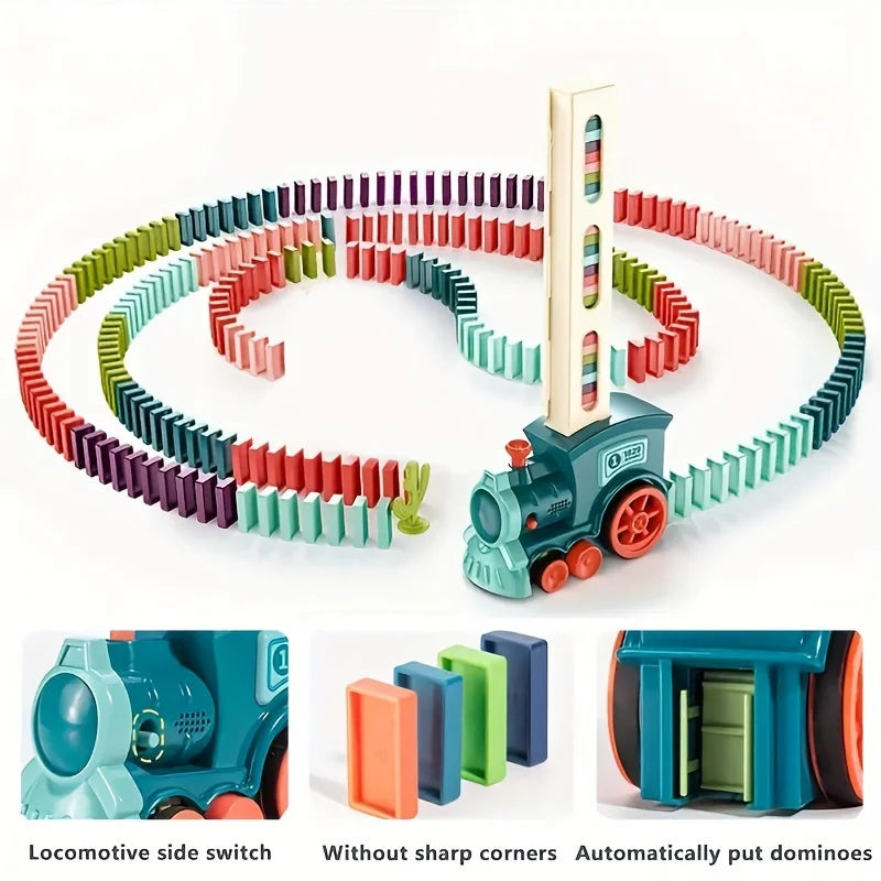 Automatic Laying Domino Train Electric Car Brick Blocks Kits Creative Games DIY Toys Kids Birthday Gift Selling Parts