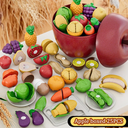 Children Simulation Cut Fruit Girl Toys Pretend To Play Kitchen Games Party Activities Apple Box Play House Set Girl Games Gifts