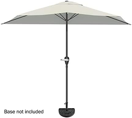 Pure Garden Half Umbrella - 9ft patio Shade with Easy Crank Red