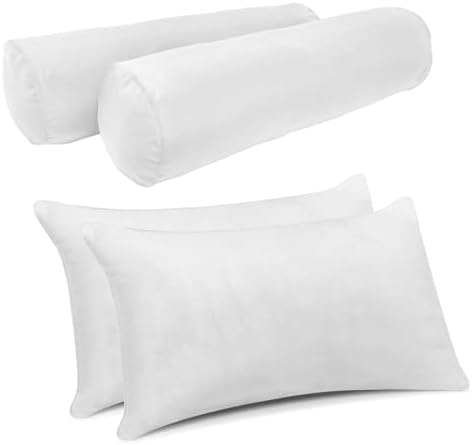 Twin Size Pillow Bolster Cushion Inserts Replacement Set