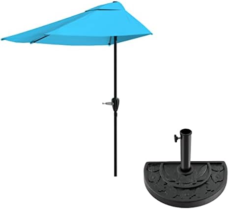Pure Garden Half Umbrella 9 Ft Outdoor Shade
