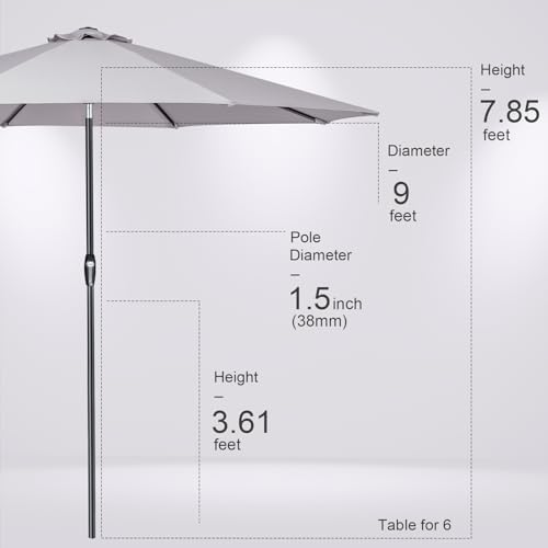 Sun in Style Tempera Outdoor Table Umbrella with Auto Tilt Durability