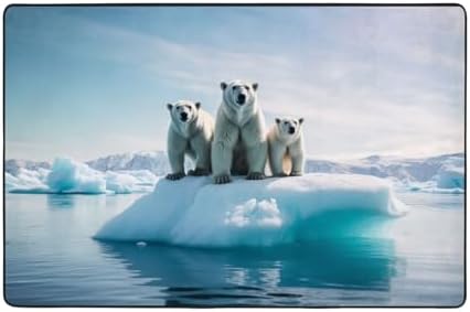 Three-Polar Bear Flannel Non-Slip Mat Multiple Sizes