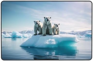 Three-Polar Bear Flannel Non-Slip Mat Multiple Sizes
