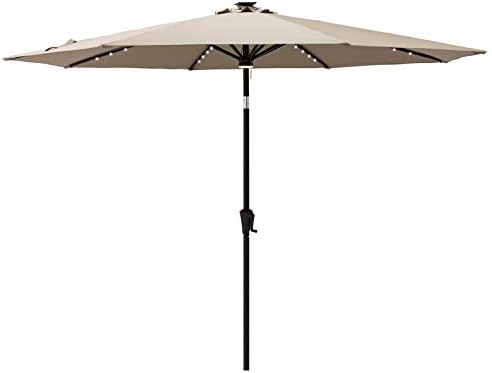 C-Hopetree 11ft Solar LED Tilt Umbrella for Outdoor Patio