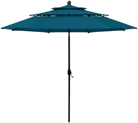 Sophia William 10ft 3 Tier Auto Tilt Patio Umbrella Cyan Blue