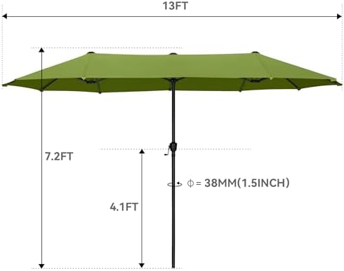 13ft Lime patio umbrella double-sided