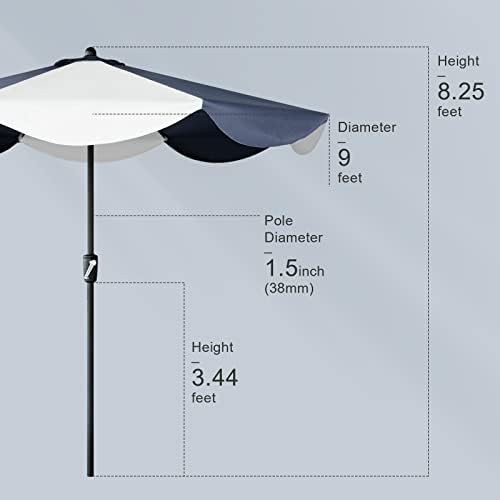 Tempera 9ft Auto Tilt Scalloped patio umbrella withFade Resistance