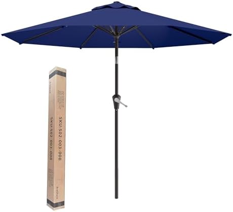 9FT Navy patio umbrella with Push-Button Tilt and Crank