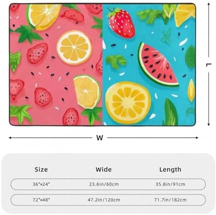 Colorful Fruits Flannel Non-Slip Mat 36x24 inches