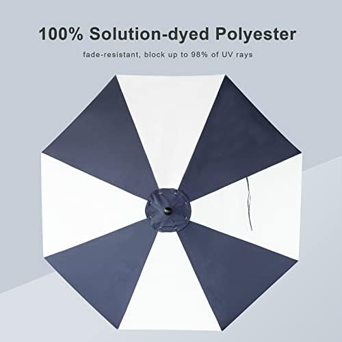 Tempera 9ft Auto Tilt Scalloped patio umbrella withFade Resistance