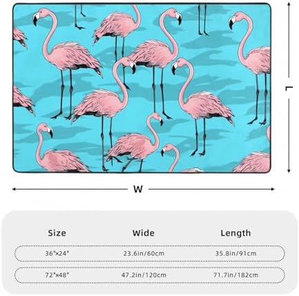 Flamingos Flannel Non-Slip Floor Mat with Memory Foam 36X24