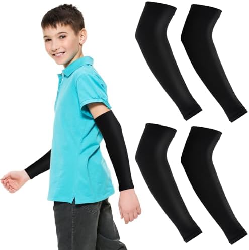 2 Pairs Kids Arm Sleeves for Basketball Sun Protection in Style