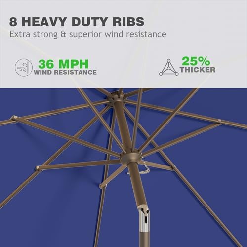 9FT Navy patio umbrella with Push-Button Tilt and Crank