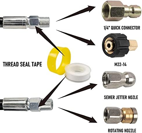 Efficient 100FT sewer jetting kit for pressure washers