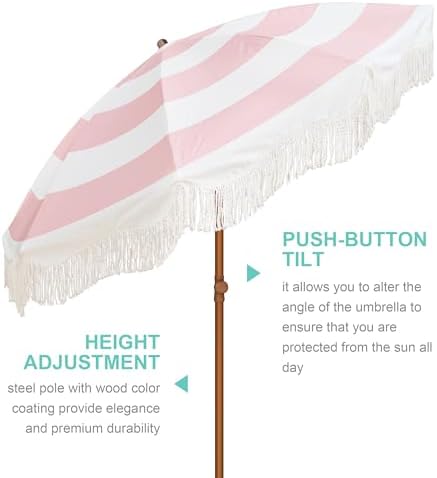 AMMSUN Boho Fringe Umbrella Tassel UPF50 Protection