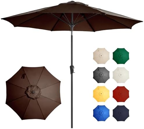 Sturdy 9FT patio umbrella with push-button tilt easy setup