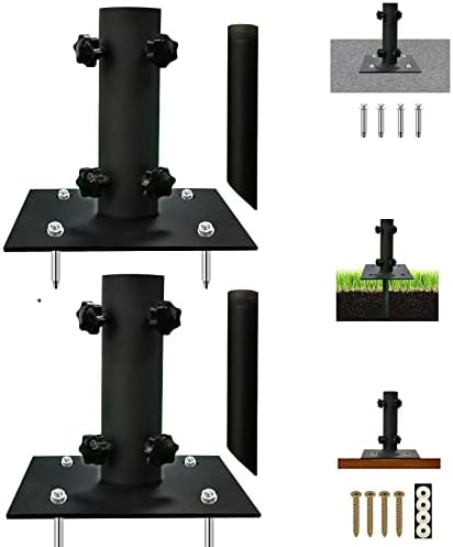 2-Piece Patio Umbrella Stand Multifunctional with Ground Spike Fixing
