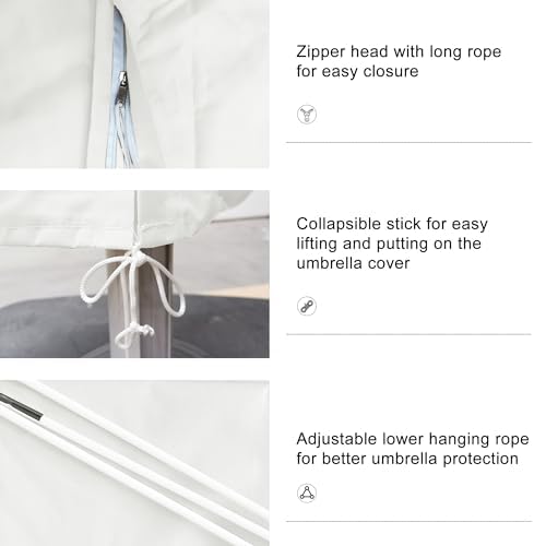 UV-Protectable patio umbrella cover Easy to use White container