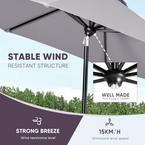 Sun in Style Tempera Outdoor Table Umbrella with Auto Tilt Durability