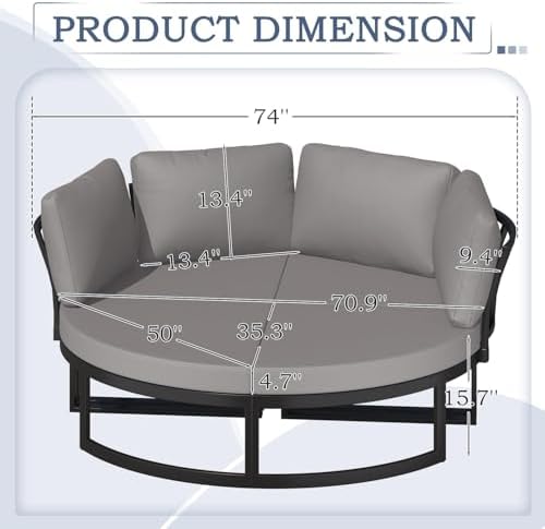 AECOJOY Metal Outdoor Daybed Sectional