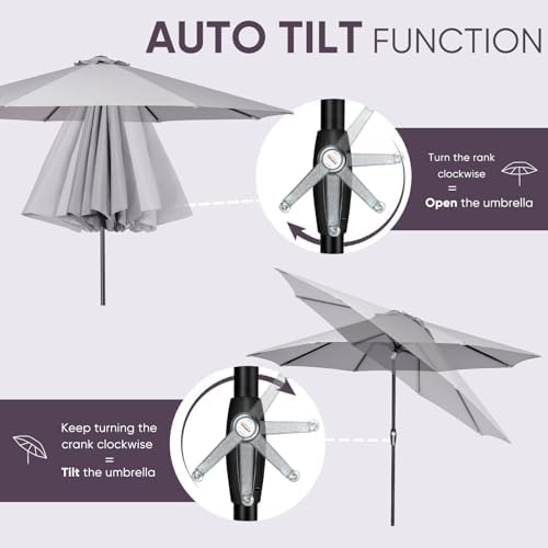 Sun in Style Tempera Outdoor Table Umbrella with Auto Tilt Durability