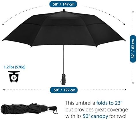 EEZ-Y Golf Umbrella Windproof Double Canopy Lightweight Compact for Travel