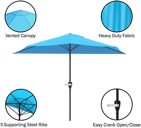 Pure Garden Half Umbrella 9 Ft Outdoor Shade