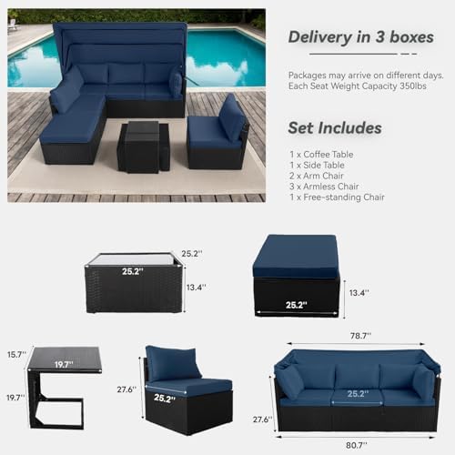 8-Piece Outdoor Patio Set Weather-Resistant Sun-Shading