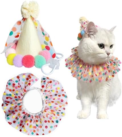 Cat Dog Princess Costume Set with Bandana Scarf and Party Hat
