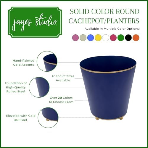 Jayes Studio Mattie Navy Blue Cachepot Planter 4