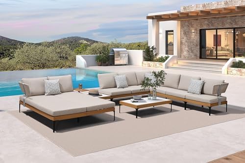 Purple Leaf 7 Piece Outdoor Sofa Set with Daybed Tables