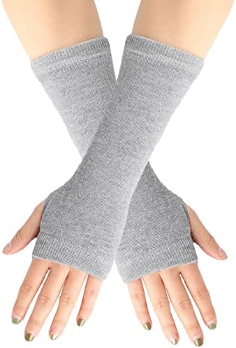 Striped Womens Fingerless Gloves for Winter