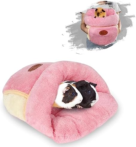 YUEPET Guinea Pig Bed Cuddle Cave Warm Fleece Cozy House