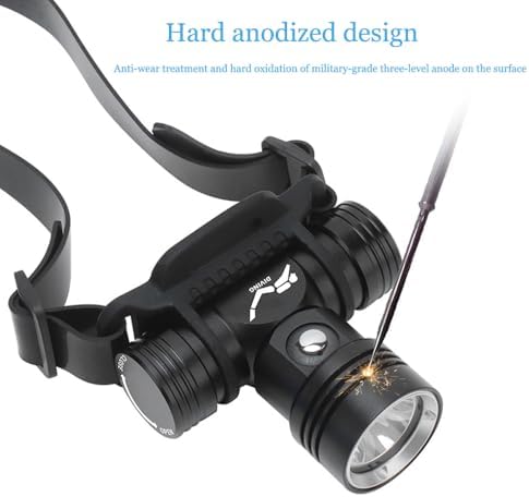 Windfire Diving Headlamp 8000 Lumen Waterproof Underwater Flashlight with 3 Modes