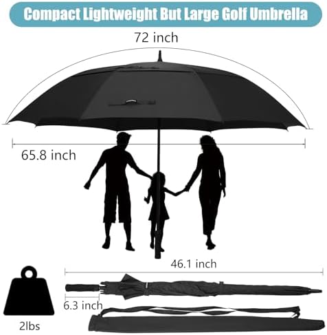 72 Inch Large Windproof Golf Umbrella With Double Canopy
