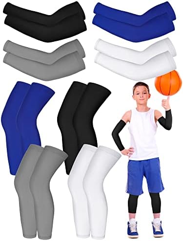 Perfect 8-Pair Kids Arm Leg Compression Sleeves Set