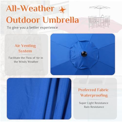 Sweetcrispy 9FT Patio Umbrella with Tilt and Crank