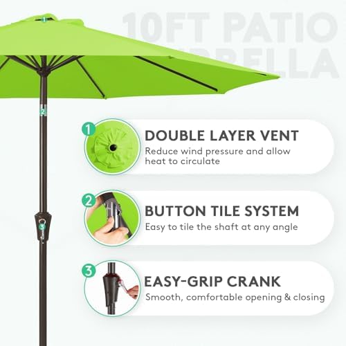 JEAREY 10FT Outdoor Patio Umbrella with Push Button Tilt and Crank
