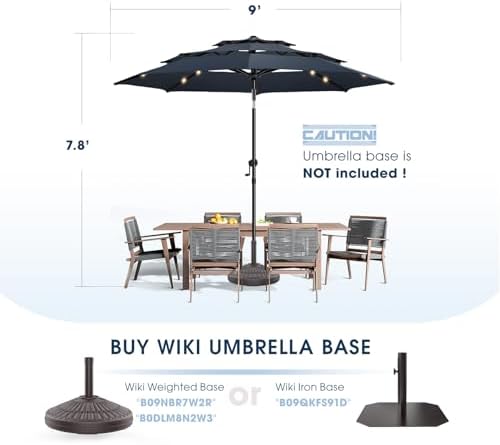 WikiWiki 9FT 3Tiers Solar Led Patio Umbrella