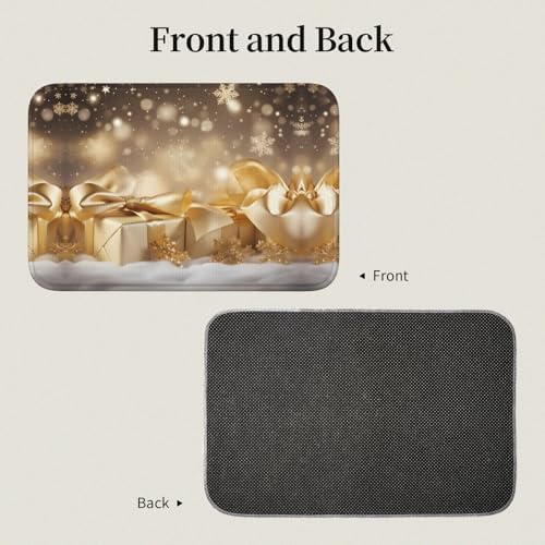 Gold Silk Christmas Print Hem Mat
