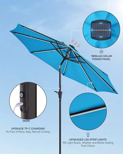 LUXury patio umbrella with SOLAr Lights