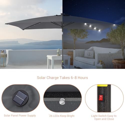 10x65ft patio umbrella with solar lights