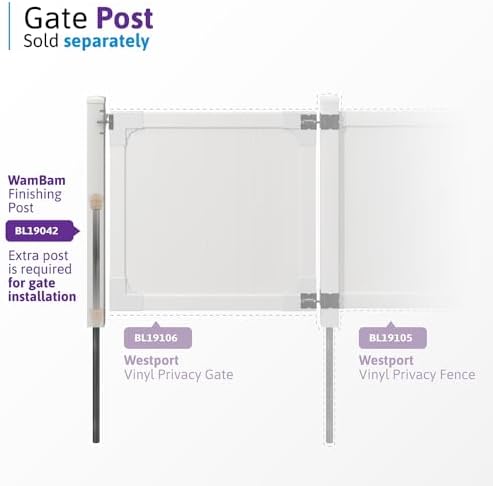 WamBam Westport 4ft Privacy Gate Kit with Hardware White Vinyl