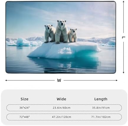 Three-Polar Bear Flannel Non-Slip Mat Multiple Sizes