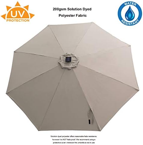 C-Hopetree 11ft Solar LED Tilt Umbrella for Outdoor Patio