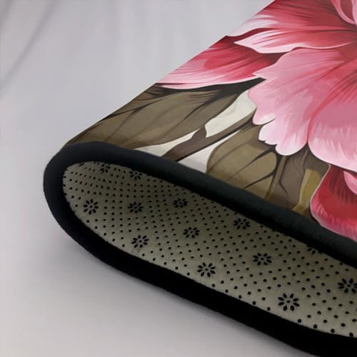 Jiwocn Peony Flower Non-Slip Floor Mat Soft 36x24