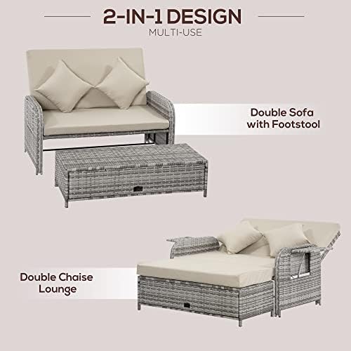 Stylish Outdoorsy Wicker Patio Daybed Set for Relaxing