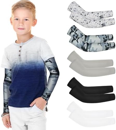 Kids Baseball Arm Sleeves UV Protection Cooling Compression for Boys Girls